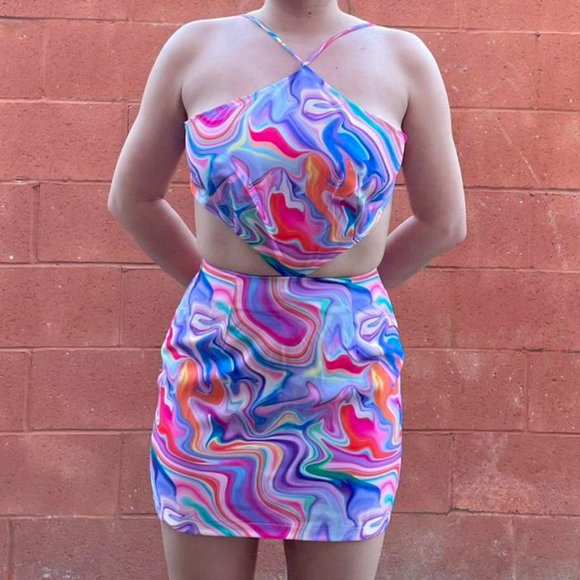 Princess Polly Dresses Princess Polly Colorful Halter Mini Dress